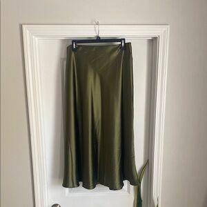 Green A-Line Midi Skirt
